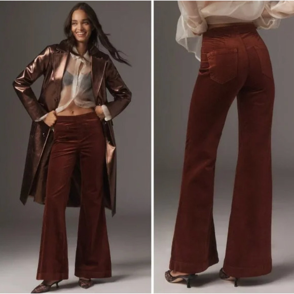 Anthropologie Pilcro Pull-On Retro Flare Velvet Jeans Size 32 Mid-Rise Pant NWT - Picture 1 of 9